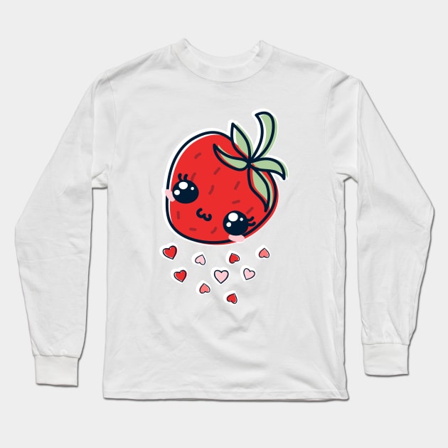 Cute Japanese Strawberry - Anime Style Kawaii Food Long Sleeve T-Shirt by PerttyShirty